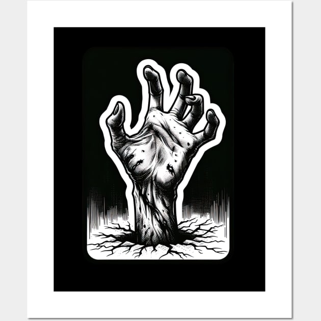 horror undead hand Wall Art by Dracoola